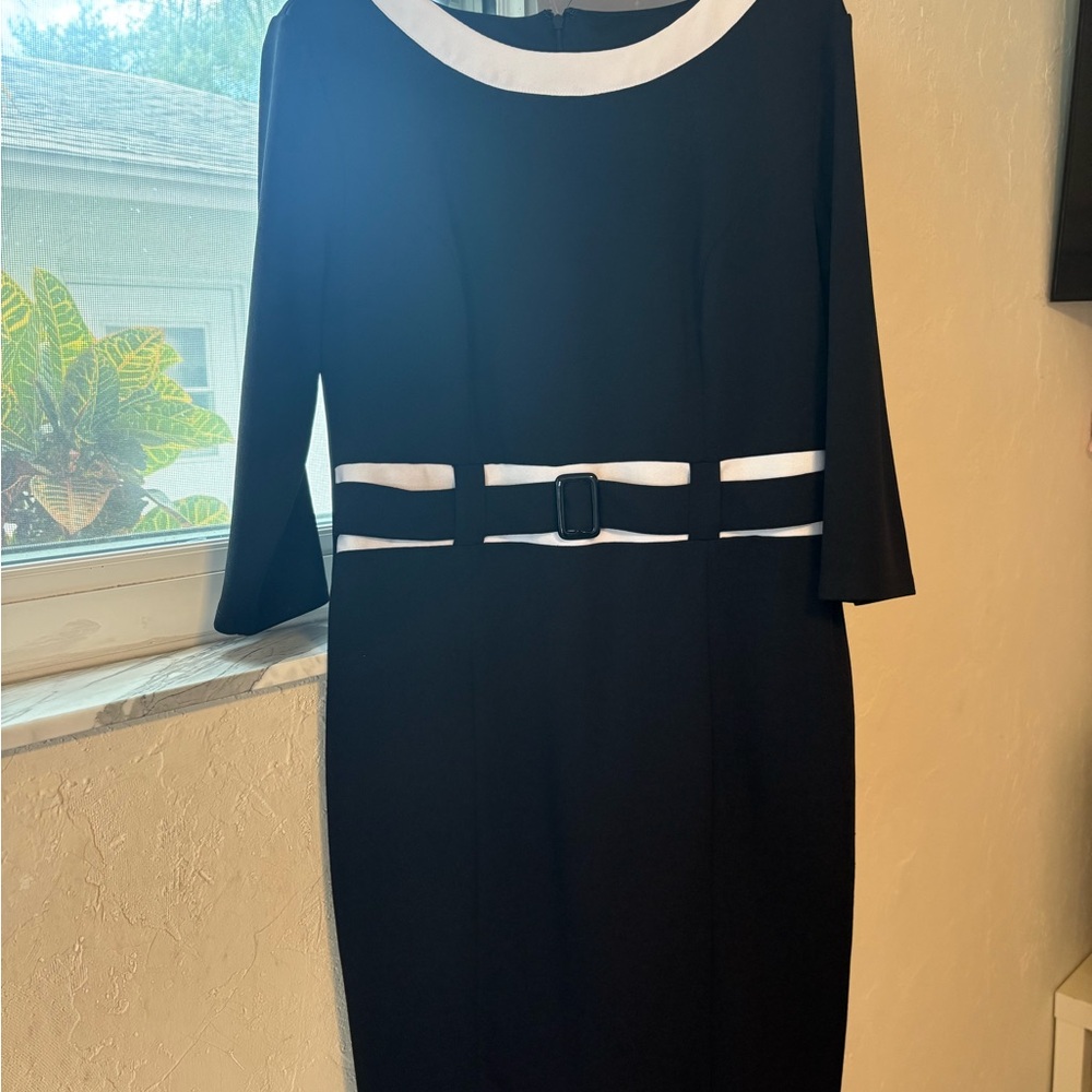 New York & Company Black Dress with White Trim